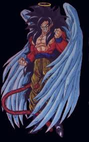 Sin embargo, logró transformarse en mono gigante dorado y luego en supersaiyano 4, la Goku Fase 4 Con Alas