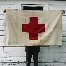 Black And White Flag With Red Cross Vintage Wwii Red Cross Medical Station Id Flag Red Cross Red Cross Symbol Flag