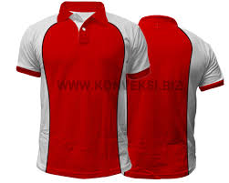 Baju olah raga berkerah merah kombinasi kuning : Kaos Kerah Merah Putih Desain Keren Polo Shirt Konveksi Bandung