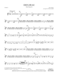 Dies Irae From Requiem Violin 2 Sheet Music Paul Lavender Orchestra