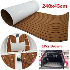 Brown 2 4m Car Trunk Floor Carpet Foam Self Adhesive Non Skid Teak Decking Pad Marine Boat Pontoon Boat Parts Centre Console Boat