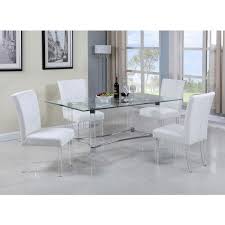 The east west furniture pub 3 piece high cross dining table set is a sleek and suitable option for small kitchens and dining spaces. 4038 Rectangular Small Dining Room Set W White Parson Chairs By Chintaly Imports Furniturepick