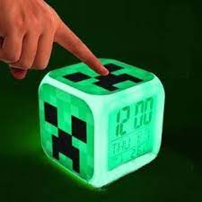 minecraft temali termometreli led isikli dijital masa saati cocuklariniz icin mukemmel bir hediye hem basucu lambasi hem termometre hem de saat minecraf clock alarm clock led alarm clock