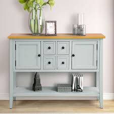 Parsons Console Table With 4 Storage Drawers 46 X15 X34 Wood Buffet Sideboard Desk With 2 Cabinets And Bottom Shelf Retro Tall Console Table Entryway Tabl In 2020 Sideboard Console Table Sofa Table