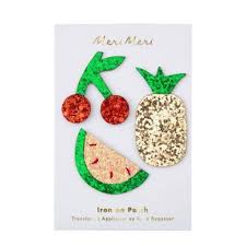 Patchs Thermocollants Fruits Pailletes Set De 3 Meri Meri Timbre Brode Bouts De Tissu Et Thermocollant