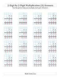 The 2 Digit By 2 Digit Multiplication With Grid Support A Math Worksheet Page 2 Multiplication Worksheets Multiplication Printable Math Worksheets