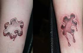 Puzzle piece tattoo cover up. 10 Cringeworthy Couple Tattoos Temporary Tattoo Blog