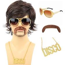 Amazon.com: 70s Brown Afro Disco Brothers Wig Costume Dustin Brothers  Costume Wig