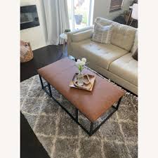 Simplihome owen 36 inch wide square coffee table lift top storage ottoman, cocktail footrest stool in upholstered distressed saddle brown faux air leather, mid century modern, living room amazon on sale for $280.27 original price $295.09 $ 280.27 $295.09 Ottoman Bench Coffee Table In Vegan Brown Leather Aptdeco