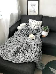 Small/medium pure wool giant blanket. Chunky Knit Blanket Grey Bulky Knit Throw Of Different Sizes Etsy Knitted Blankets Chunky Knit Blanket Knitted Throws