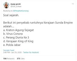 Pemimpin dan sekretaris 'sunda empire' sudah dilaporkan dan ditangkap untuk diperiksa atas berita bohong yang disebarnya, laporan atas nama roy suryo. Petinggi Sunda Empire Ditangkap Polisi Penampakannya Malah Dibuat Meme Hitekno Com