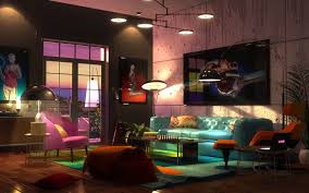 Interior Design And 3d Visualization Of A Modern Living Room By Jonathan A Kaplan Of Kaplan Design Labs Tadao Black Painted Walls Living Room Designs Design
