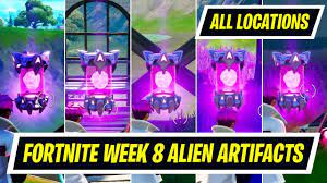 Fortnite All 5 Alien Artifacts Locations Guide Week 8 Youtube