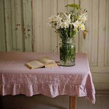 Ruffled Linen Tablecloth Various Colors Handmade Stone Etsy Table Cloth Linen Tablecloth Table Linens