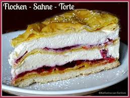 Karins Flocken Sahne Torte Flockensahnetorte Flocken Sahne Torte Mit Murbeteigboden Preiselbeertorte Flockentorte Kuchen Und Torten Torten Backrezepte