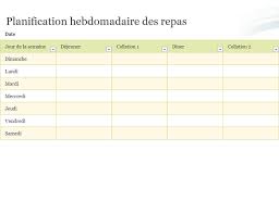 Translation of planning de la semaine in english. Planning Hebdomadaire Des Repas
