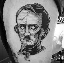 Considered the godfather of the gothic genre, edgar allan poe transcended mere literature to become the leading figure of all the dark, twisted things that lurk in short, he has become as much a myth as a man, and so what better subject for a tattoo? 60 Edgar Allan Poe Tattoo Designs Fur Manner Literatur Ideen Fur Tinte Tatowierungen Poe Tattoo Creepy Tattoos Circle Tattoos
