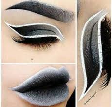 Black And White Eyeliner Makeup Black And White Precision Eyes And Ombre Lips Makyaj Yuzler Sac Makyaj