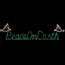 • handcrafted of iron with 3v led lights and plastic tubing. Lighted Peace On Earth Sign