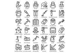 Welder Equipment Icon Set Outline Style 564969 Illustrations Design Bundles In 2021 Icon Set Vector Icon Design Welders