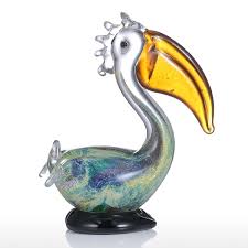 Sea Bird With Big Mouth Best And Cheap Multicolored Big Mouth Bird Glass Sculpture Home Decoration Glass Bird Tooarts Com Glass Birds Glass Sculpture Sculpture