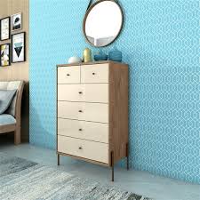 Small nightstands are often the right choice in cozy bedrooms. Manhattan Comfort Joy Tall Dresser With 6 Drawers 30 71 In X 48 43 In Off White Oak 350554 Rona