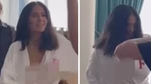 Salma Hayek suffers wardrobe malfunction while dancing in bathrobe on  Instagram video | The Advertiser