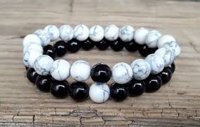 Black And White Relationship Bracelets Relationship Couple Bracelets Black And White Bracelets For Couple Howlite Bracelet Black Onyx Bracelet Long Distance Bracelets Couple Gift Braslety