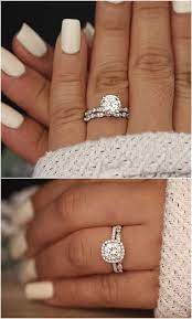 Wedding Ring Set Moissanite 14k White Gold Engagement Ring Round 8mm Moissanite Ring Wedding Rings Engagement Wedding Rings Simple Gold Diamond Wedding Rings