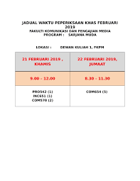 .jadual spm 2020, 2020 spm exam date, perincian jadual peperiksaan sijil pelajaran malaysia 2020 rasmi dari lembaga peperiksaan, tarikh peperiksaan untuk panduan murid dan ibu bapa, jadual waktu peperiksaan spm 2020 iaitu sijil peperiksaan malaysia (spm) akan dikongsikan selepas. Jadual Waktu Peperiksaan Khas Februari 2019 Fkpm