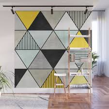 Jul 06, 2021 · a light grey colour is a more welcoming and relaxed alternative to white bedroom ideas, and proves that going grey doesn't have to mean dark and moody. Wall Mural Colorful Concrete Triangles 2 Yellow Blue Grey Wall Decor Design Interior Wall Design Wall Paint Designs