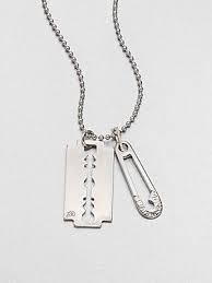 Mcq Alexander Mcqueen Razor Safety Pin Pendant Necklace Anillos