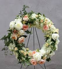 The scale of flower stalls has been also reduced to lower the risk of crowd gathering. Peony And Garden Rose Wreath Funeral Flower Arrangements Funeral Flowers Memorial Flowers
