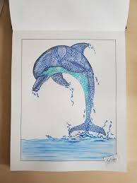 A Zentangle Dolphin Drawing Dolphin Art Dolphin Drawing Madhubani Art