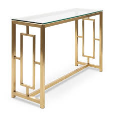 Kater Glass Console Table Brushed Gold Base Interior Secrets Glass Console Table Console Table Glass Bar Table