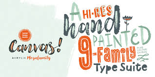 Canvas script (acrylic brush fonts with regular, heavy, and layered versions) canvas 3d (a textured dimensional family) canvas. Canvas Font Fontspring