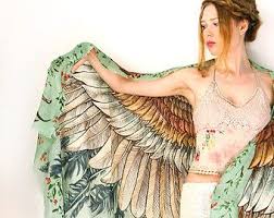 Owl Wings Scarf Bohemian Bird Feathers Shawl Night Owl Hand Painted Digital Print Sarong Perfect Gift In 2020 Wing Scarf Feather Scarf Bird Scarf