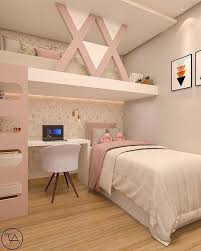 Il letto qui è completato d. 20 Ideias Para Quarto De Menina 27 Quartos Ideias Legais Para Quartos Beliche Com Escrivaninha