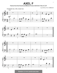 This is an interactive piano tutorial for the song axel f which is the main theme from beverly hills cop. Axel F From Beverley Hills Cop By H Faltermeyer On Musicaneo Sheet Music Cop Axel