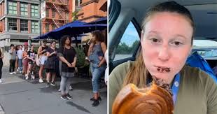 New Yorkers queue for three hours for a £10 chocolate croissant
