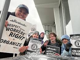 Starbucks workers take nationwide coffee break and walk off the job. By: Mark  Gruenberg, John Bachtell, Roberta Wood & Scott Marshall