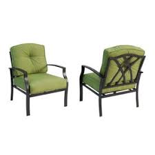Garden Treasures Set Of 2 Cascade Creek Black Steel Cushioned Patio Chairs Terrace Furniture Patio Chairs Affordable Furniture