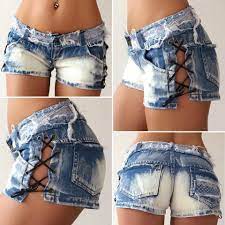 Wer seine tischkarten selber machen möchte, findet bei uns viele schöne beispiele für tolle namensschilder zur hochzeit. Jeans Hotpants Hellblau Weisse Spitze Kurze Hose Hot Pants Seitlich Geschnurt Ebay