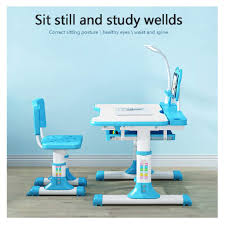 Sidiz ringo swivel series height and depth adjustable kid desk chair with sit brake casters and footrest for ultimate posture support, blue. Kids Desk And Chair Set Height Adjustable Children Study Table Students Interactive Workstation With Wood Tiltable Buy Online In Bahamas At Bahamas Desertcart Com Productid 217662249