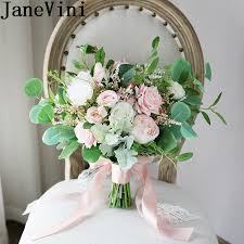 300 pieces by details accessories. Janevini Fresh Pink White Rose Bride Bouquet Green Leaf Wedding Flower Bouquet Bridal Flowers Artificial Brooch Evlilik Mariage Wedding Bouquets Aliexpress