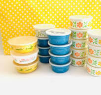 20 Vintage butter containers, plastic butter tubs, margarine container,  orange plastic, retro storage, kitsch storage
