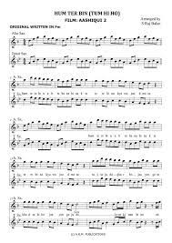 Hum Tere Bin Alto Tenor Sax Alto Sax Sheet Music Sheet Music Keyboard Sheet Music