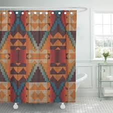 Teal and orange shower curtain. Modern Orange Brown Red Teal Blue Tribal Mosaic Shower Curtain 66x72inch 165x180cm Buy At A Low Prices On Joom E Commerce Platform