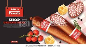 Download Salami Sausage Vector Realistic Mock Up Fresh Meat Product Packaging Advertises Salami Sausage Vector Realistic Mock Up Canstock