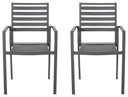 The maddox bistro stacking patio dining chair has a lattice seat and back for elegance, combining the durability and beauty of woodard's authentic. Megan Outdoor Modern Aluminum Dining Chair Set Of 2 Transitional Outdoor Dining Chairs By Gdfstudio Houzz